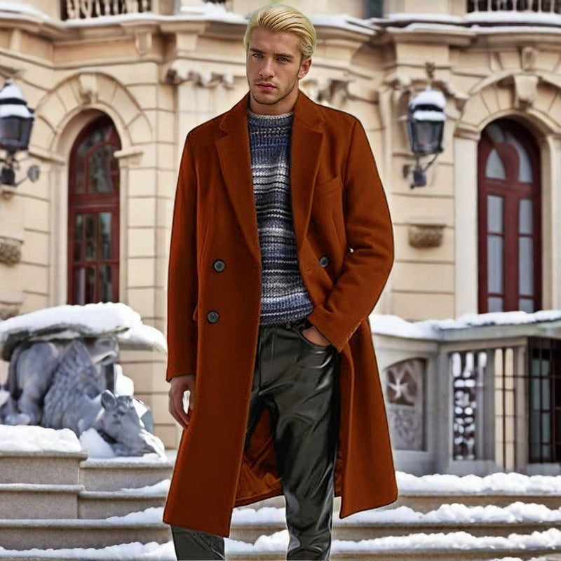 Herren eleganter doppelreihiger Wollmantel Drune