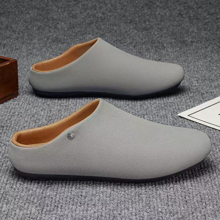 Herren Gefütterte Microfaser-Hausschuhe-Mules mit rutschfester Gummisohle Drune