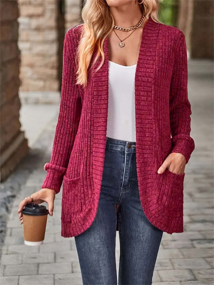 Damen Strickjacke mit langen Ärmeln und strukturiertem Design Drune