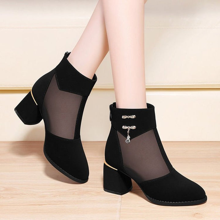 Damen Elegante Stiefeletten mit Mesh-Einsätzen Drune