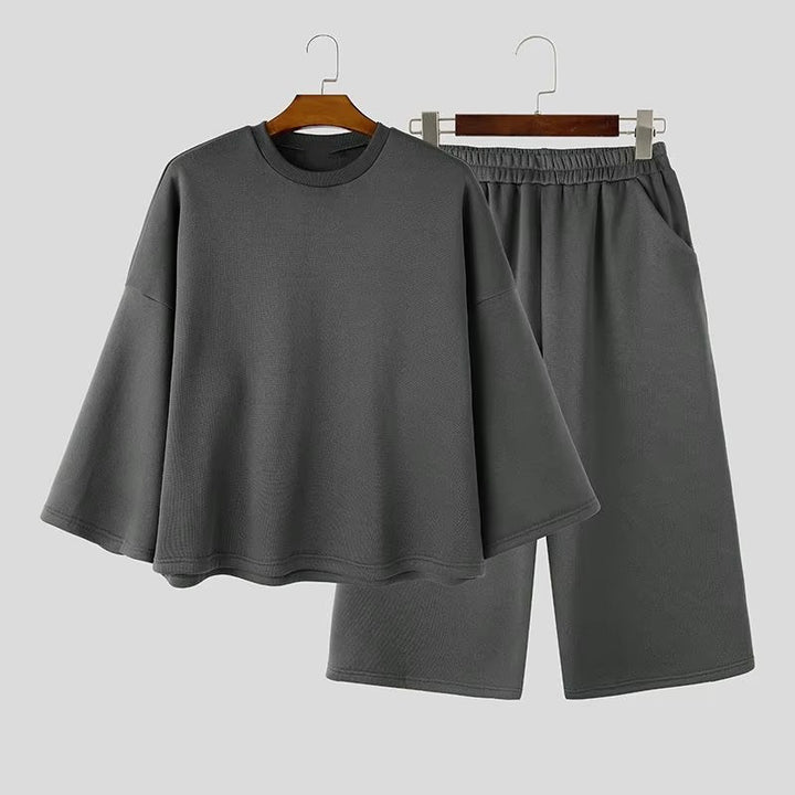 Damen Weiches Oversize-Lounge-Set mit weiten Fledermausärmeln und elastischer Bundhose Drune
