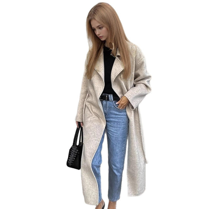 Damen Oversize Wollmix-Mantel mit offenem Fall, weitem Schalkragen und geradem Schnitt Drune
