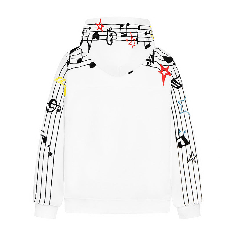 Damen Kapuzen-Sweatshirt mit musikalischem Noten- und Sternprint, relaxed Fit Drune