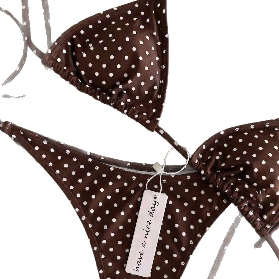 Damen Triangel-Bikini mit klassischem Punktmuster Drune