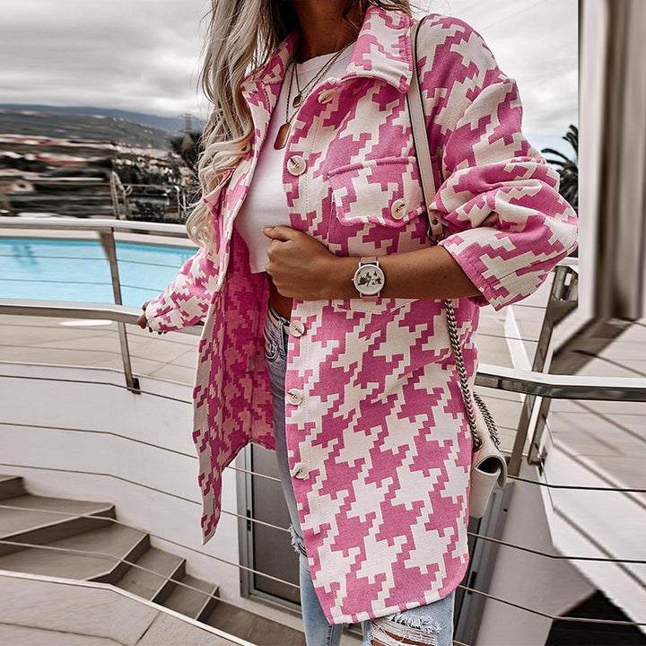 Damen Langarm-Shirtjacke im Chevron-Muster mit praktischen Taschen Drune