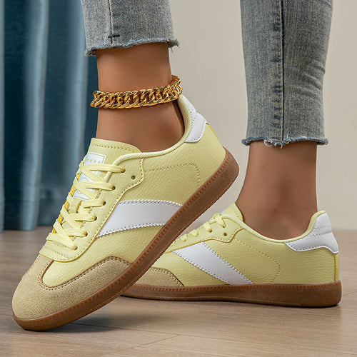 Damen nan retro-inspirierte Sneaker mit niedrigem Schnitt, Gumsohle und Velours-Zehenkappe Drune
