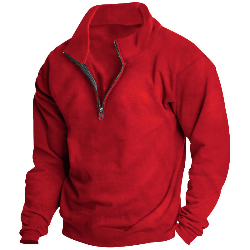 Unisex nan Oversize Sweatshirt mit halbem Reißverschluss und hohem Stehkragen Drune