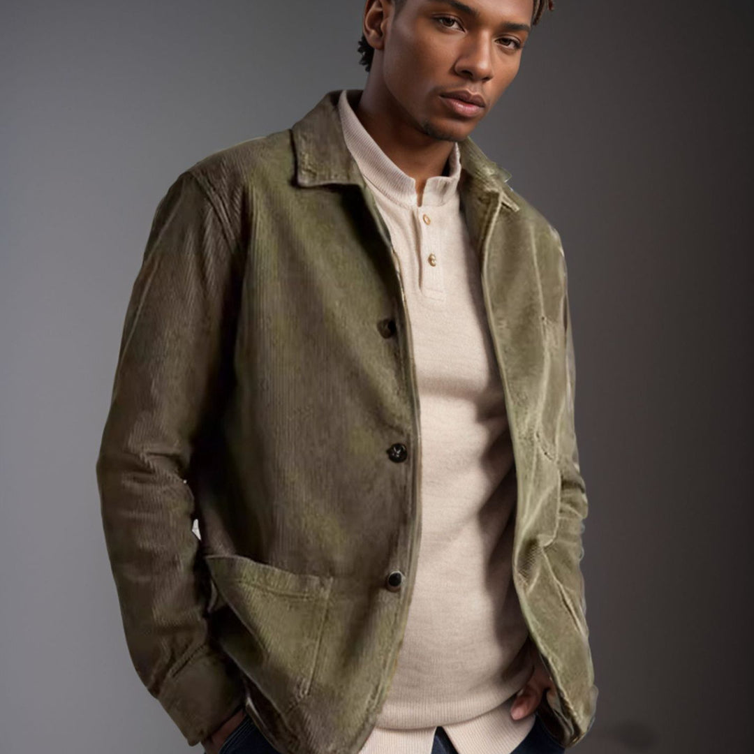Herren Cord-Workerjacke mit Hemdkragen und aufgesetzten Taschen Drune