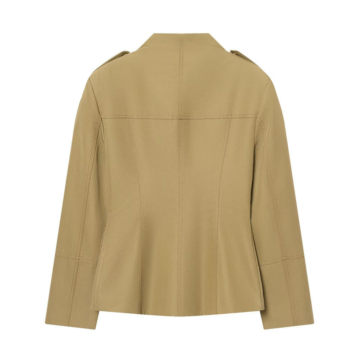 Damen Utility-Jacke mit Stehkragen, Pattentaschen und Schulterklappen Drune