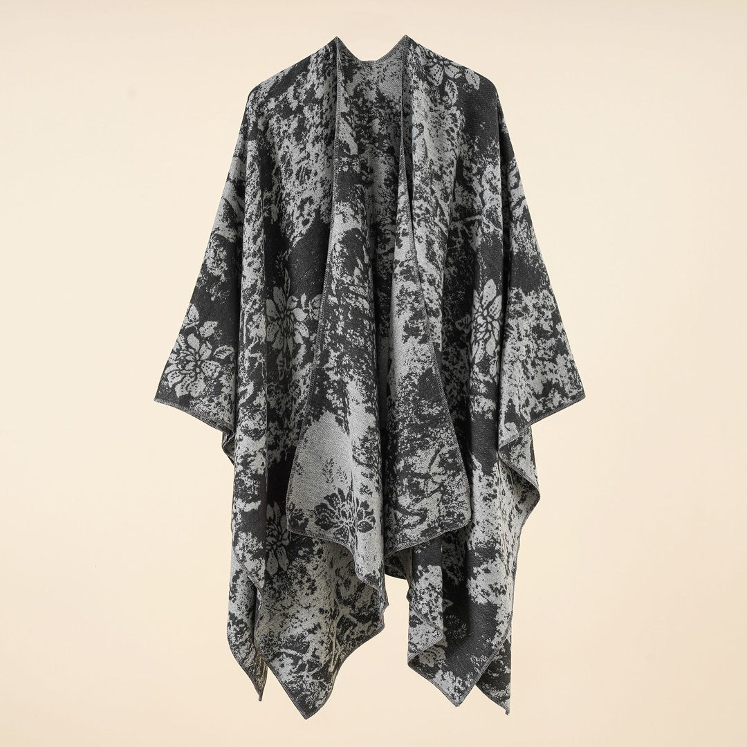 Damen Jacquard-Umhang mit floraler Strukturwebung und offenem Kimono-Fall Drune