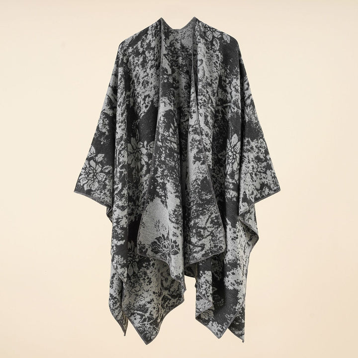 Damen Jacquard-Umhang mit floraler Strukturwebung und offenem Kimono-Fall Drune