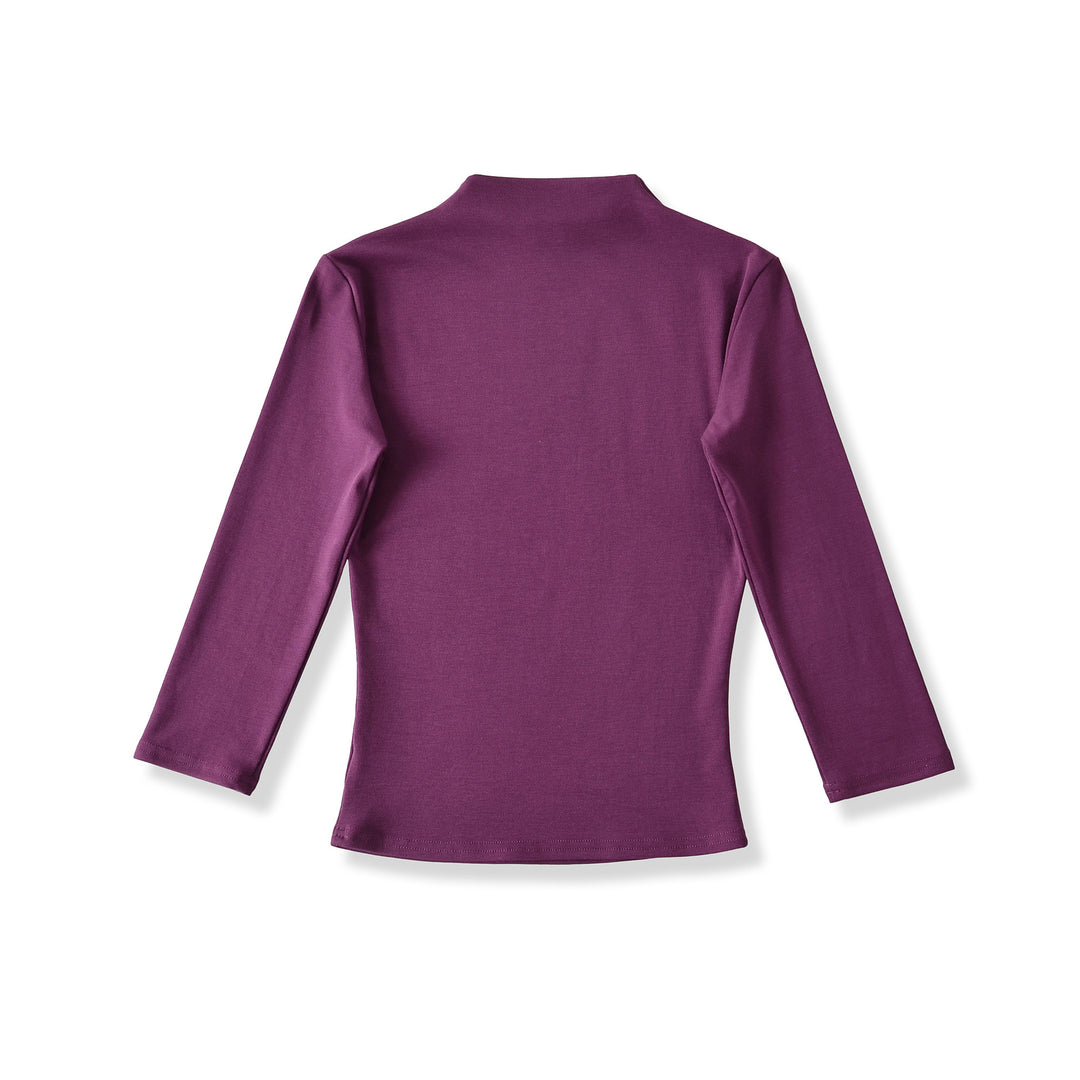 Damen Langarmshirt mit Stehkragen und Raffungsdetails Drune