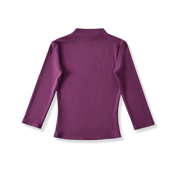 Damen Langarmshirt mit Stehkragen und Raffungsdetails Drune