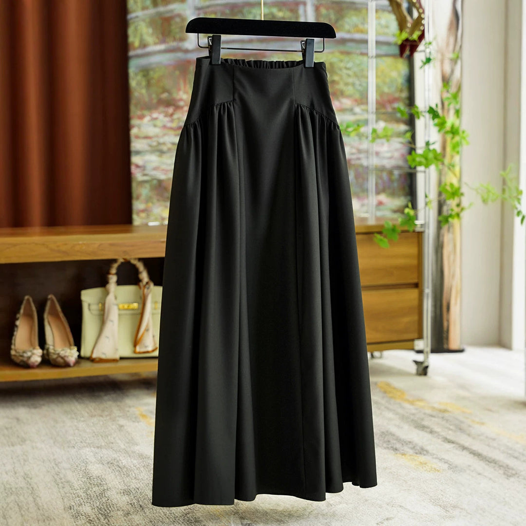 Damen Eleganter Maxirock mit Taillengürtel Drune
