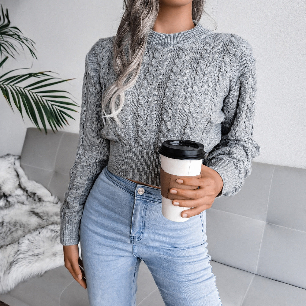 Damen Grobstrickpullover mit elegantem Zopfmuster und tailliertem Schnitt Drune