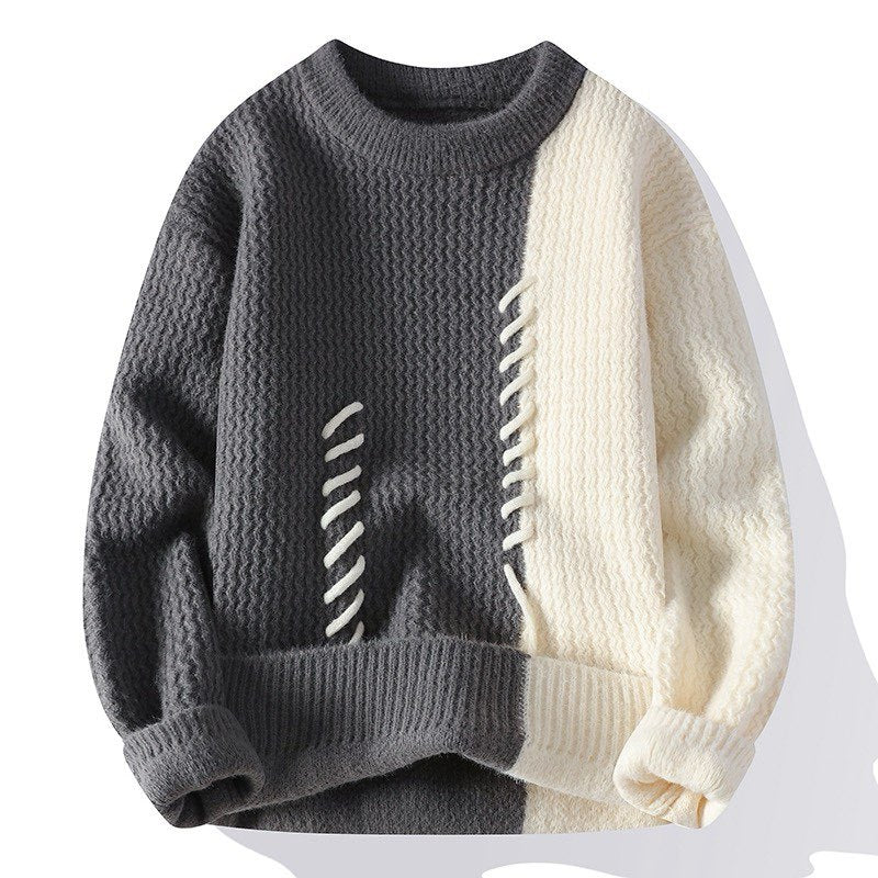 Unisex nan strukturierter Oversize-Strickpullover mit Zopfmuster und dekorativer Steppnaht Drune