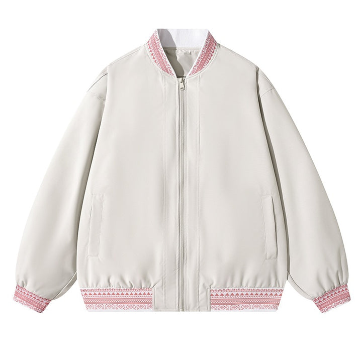 Damen Oversize Bomberjacke mit folklorischen Stickborden Drune