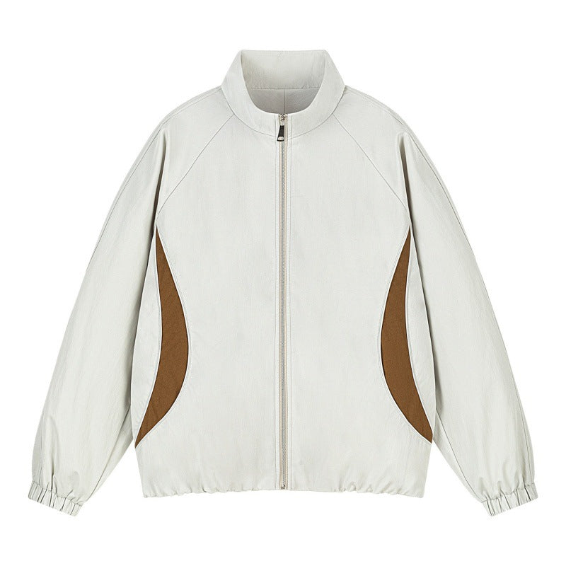 Herren Leichte Oversize Freizeitjacke mit Stehkragen, elastischem Saum und kontrastseiteneinsätzen Drune