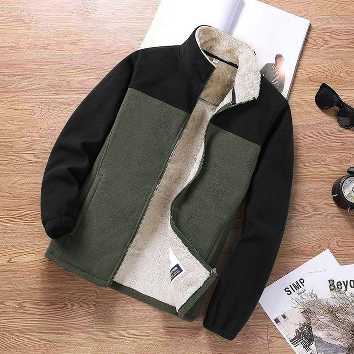 Herren Zweifarbige Fleece-Übergangsjacke mit Stehkragen, Reißverschluss & Eingrifftaschen Drune