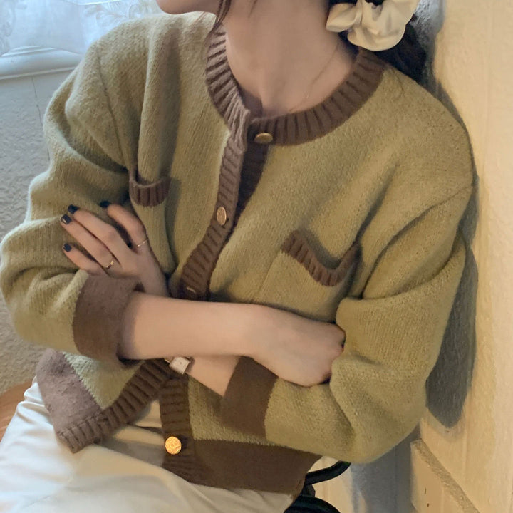 Damen modische Strickjacke mit kontrastierenden Details Drune