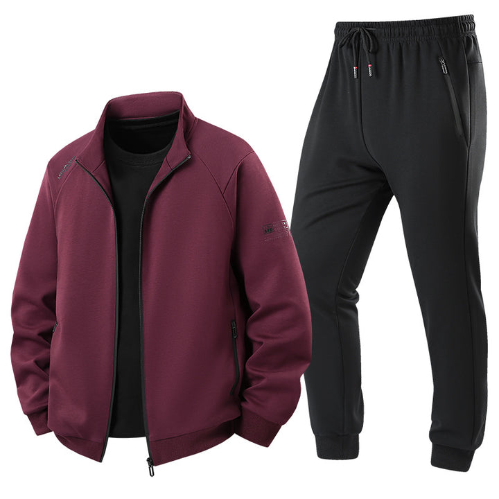 Herren Leichter Freizeit-Trainingsanzug-Set mit Reißverschlussjacke, elastischer Bund & Reißverschlusstaschen Drune