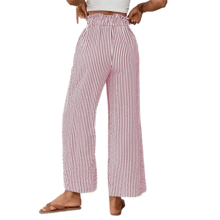 Damen Weite Sommerhose mit Gummizug und Streifenmuster Drune