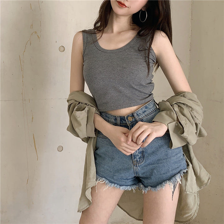 Damen Crop-Top aus atmungsaktiver Baumwolle mit schmalem Schnitt Drune