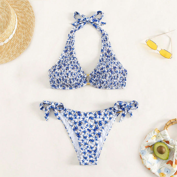 Damen Triangel-Bikini mit verstellbaren Trägern und floralem Design Drune