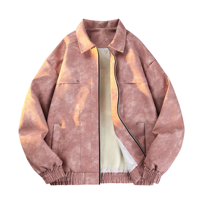 Herren Vintage‑inspirierte Velours‑Optik Übergangsjacke mit Zwei‑Wege‑Reißverschluss, elastischem Saum & Pattentaschen Drune