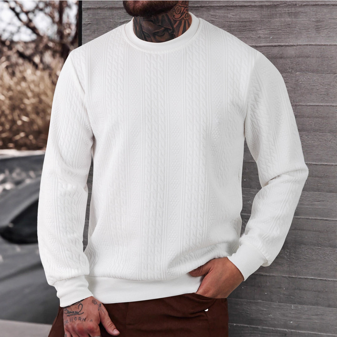 Herren texturiertes Rundhals-Sweatshirt mit feiner Waffelstruktur und gerippten Bündchen Drune
