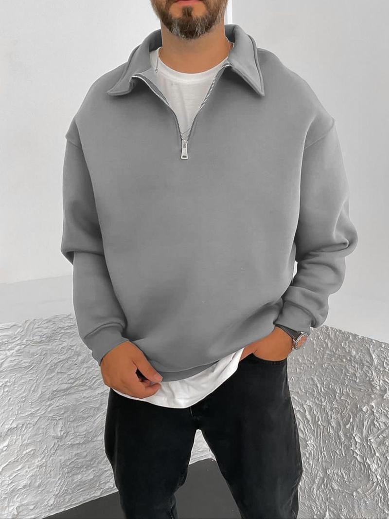 Herren Oversize Halbzip-Sweatshirt mit aufgestelltem Kragen Drune