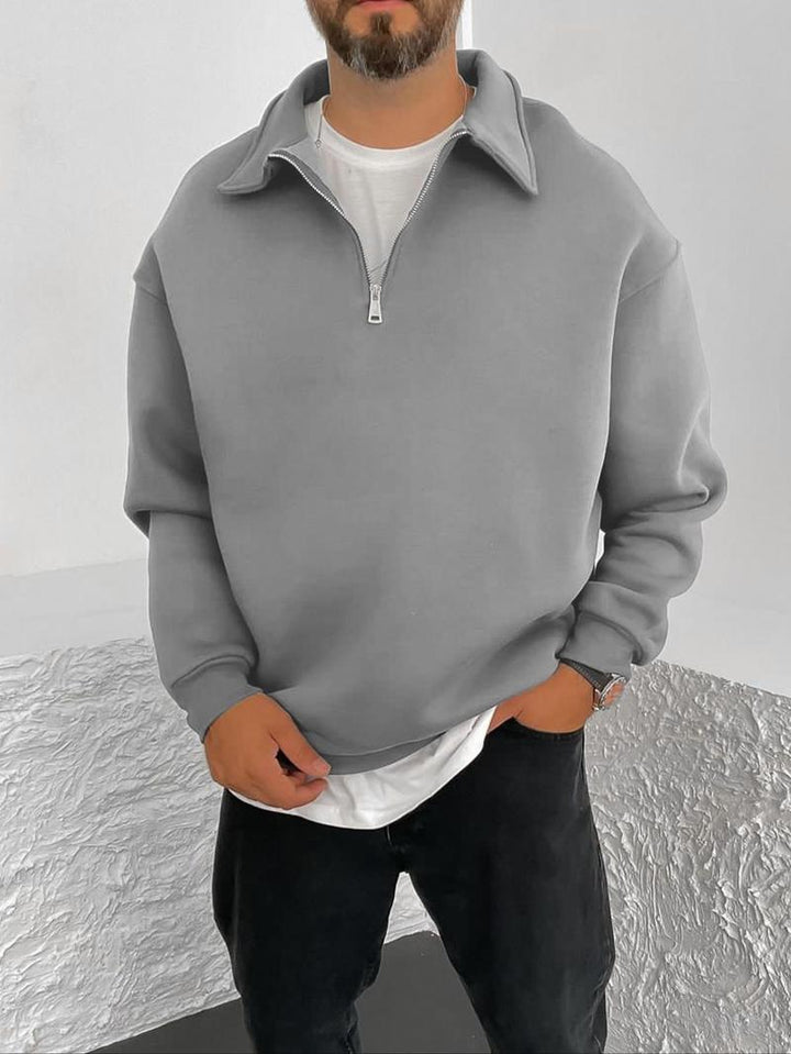 Herren Oversize Halbzip-Sweatshirt mit aufgestelltem Kragen Drune