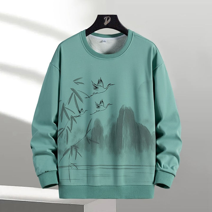 Unisex Oversize‑Sweatshirt mit Pinsel‑Print & geripptem Saum Drune