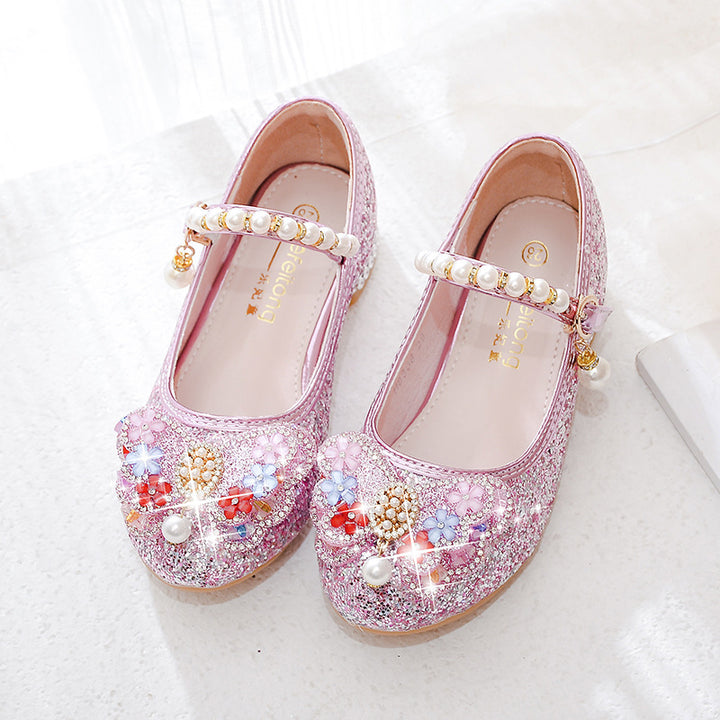Mädchen Glitzernde Ballerinas mit Blumenapplikationen Drune