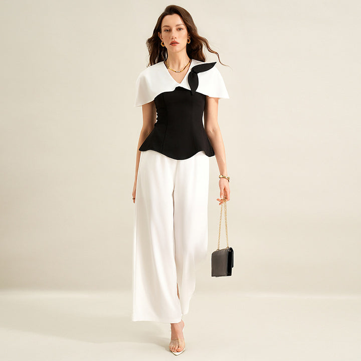 Damen Elegantes Top mit asymmetrischen Ärmeln Drune