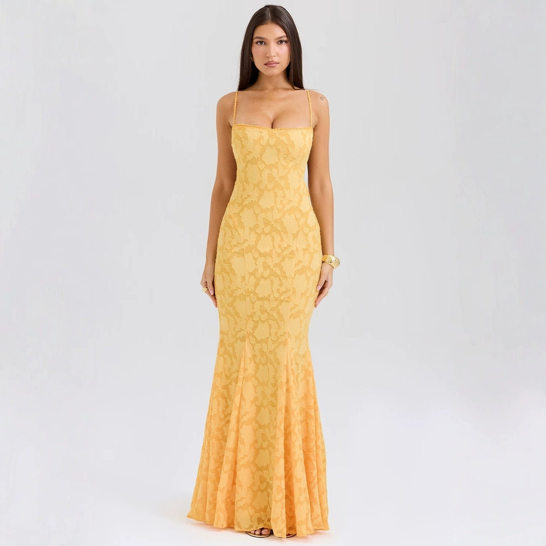 Damen elegantes Abendkleid mit floralem Spitzenmuster Drune