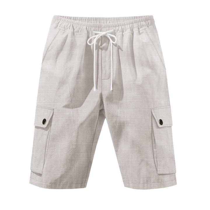 Herren nan utilitarische Cargo-Shorts mit Elastikbund, Tunnelzug und aufgesetzten Klappentaschen Drune