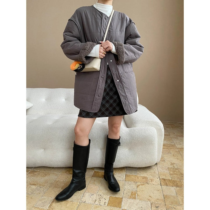 Damen lässige Steppjacke mit kuscheligem Innenfutter und praktischen Taschen Drune