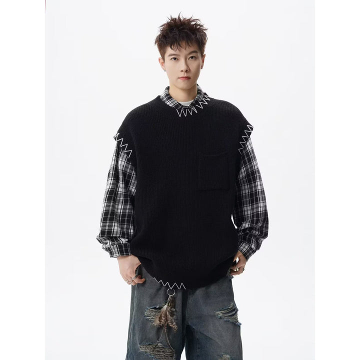 Herren Modischer Grobstrickpullover mit grafischen Details Drune