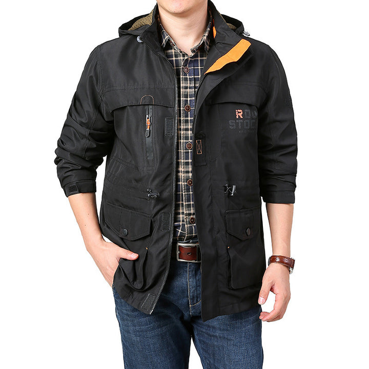 Herren Multifunktionale Outdoor-Jacke mit verstellbarer Kapuze Drune