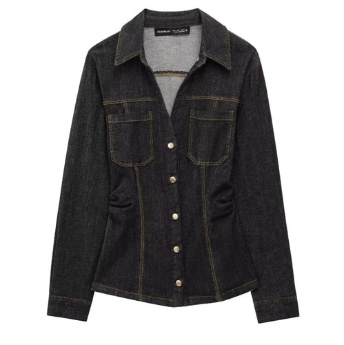 Damen 40+ hochtaillierte weite Denimhose mit Bügelfalte und Saumaufschlag Drune