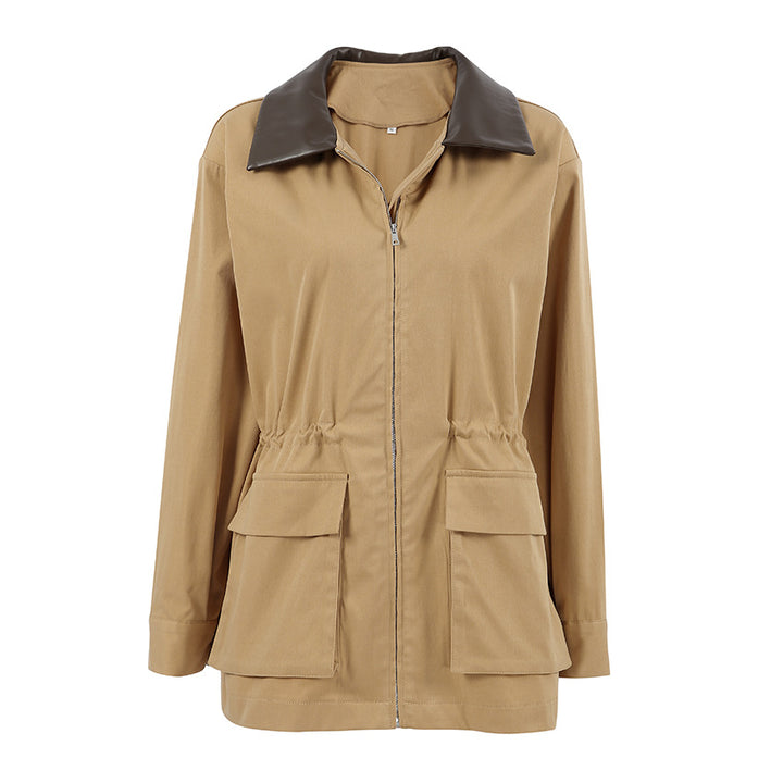 Damen Übergangsjacke im lässigen Oversized-Schnitt mit kontrastierendem Kragen Drune