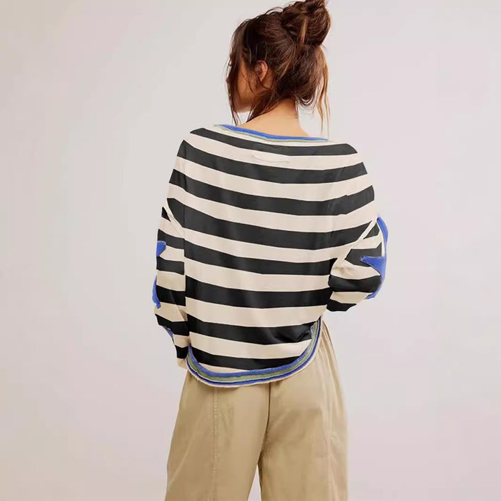 Damen lässiges Sweatshirt mit Sternen-Design und weitem Schnitt Drune