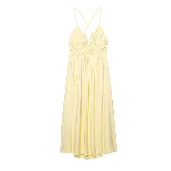 Femme Verstellbares Spaghetti-Top Maxikleid mit gerafftem Oberteil Drune