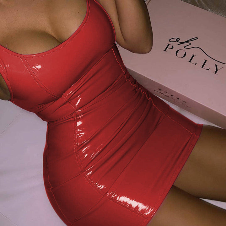 Damen figurbetontes Minikleid aus glänzendem Material Drune