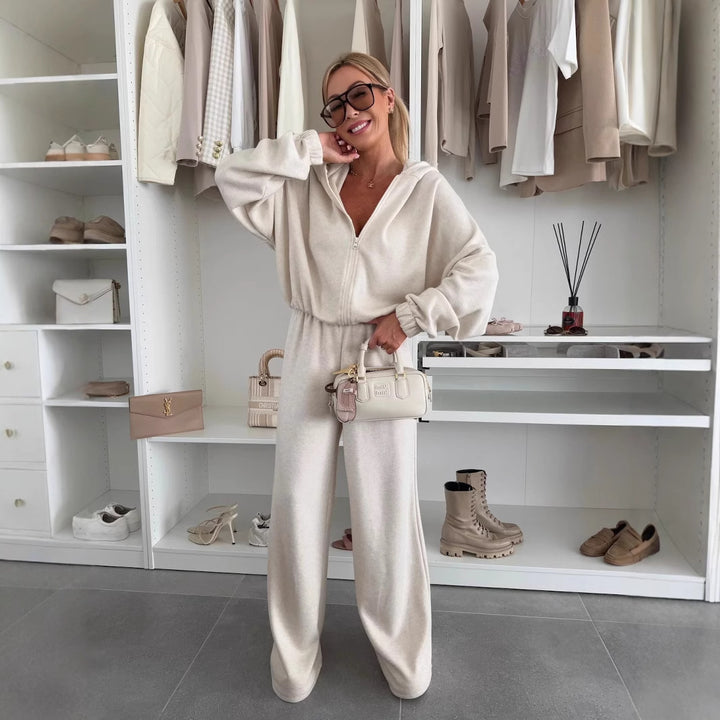 Damen Fleece-Overall mit Reißverschluss und weitem Bein Drune