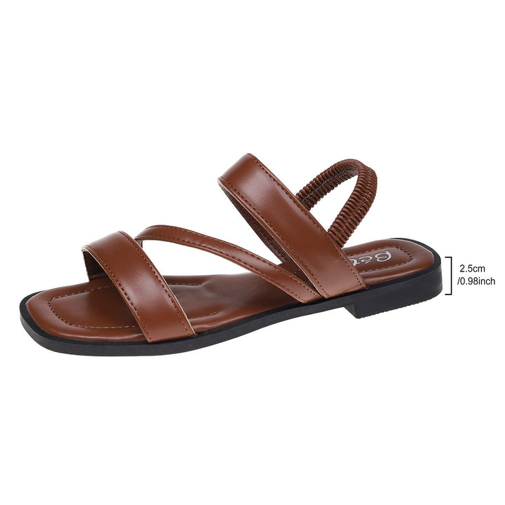 Damen Metallic Riemchen-Sandalen mit elastischem Rückenteil Drune