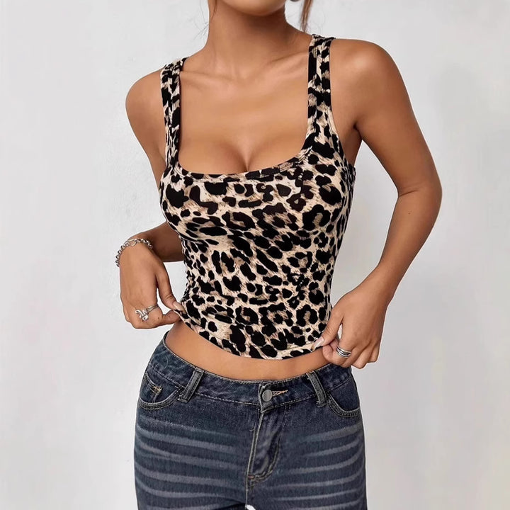 Damen Enganliegendes T-Shirt mit Leopardenmuster Drune