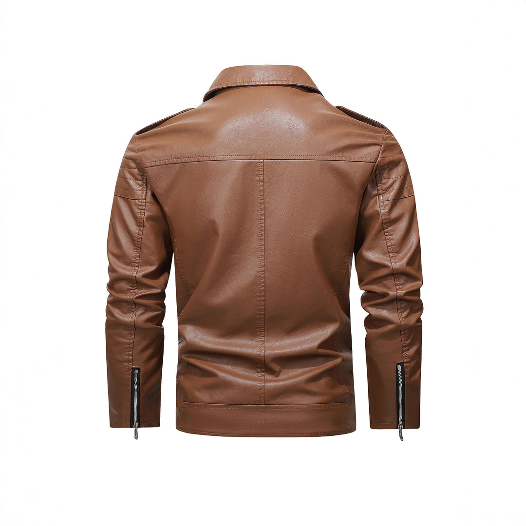 Herren Bikerjacke aus Kunstleder mit asymmetrischem Reißverschluss und gesteppter Schulterpartie Drune
