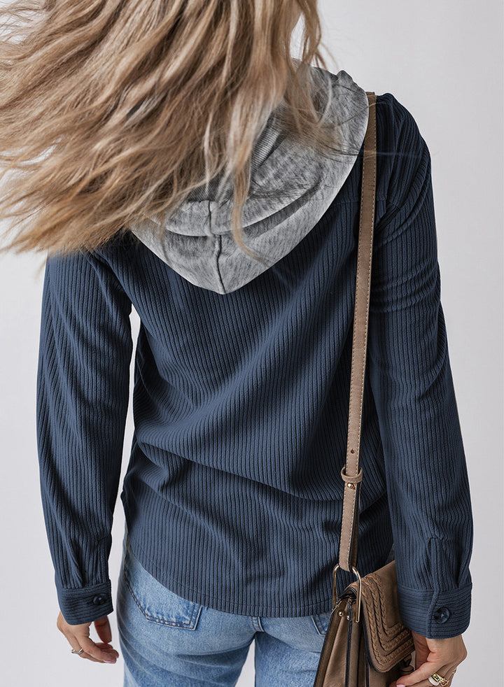 Drune | Revers Knopf Kapuzenjacke